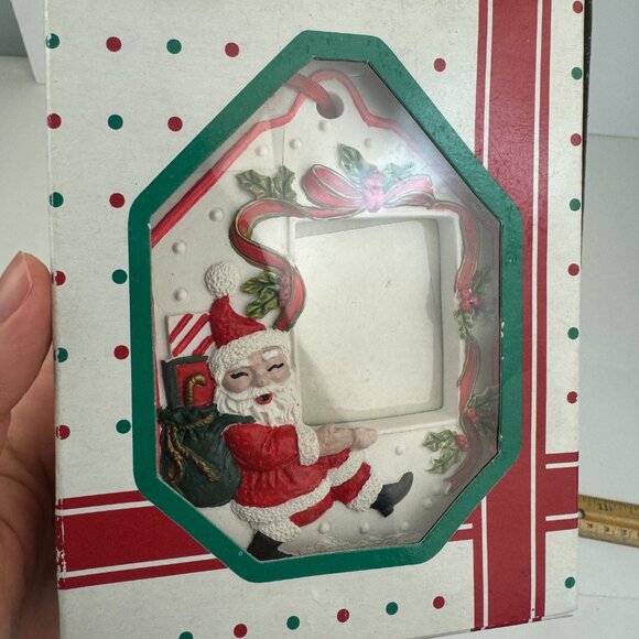 Vtg 92 Giny Inc Mail Pic Frame Ornament Santa Christmas Holiday w Orig Box READ - Picture 8 of 11
